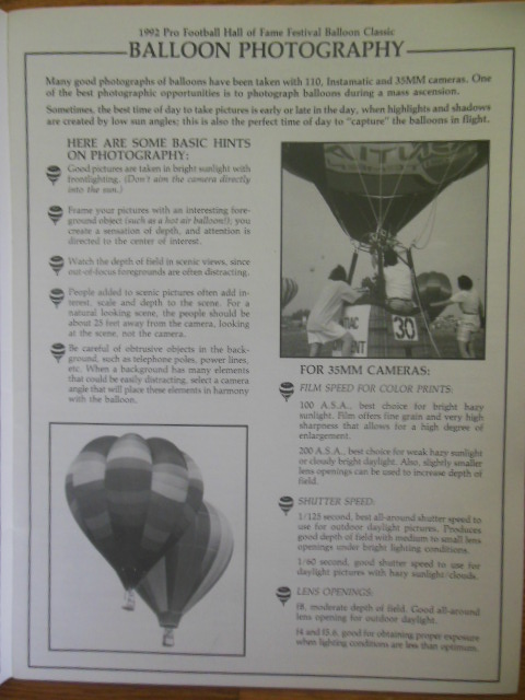 Program Balloon Classic Pro Football Hall of Fame Festival (1992)