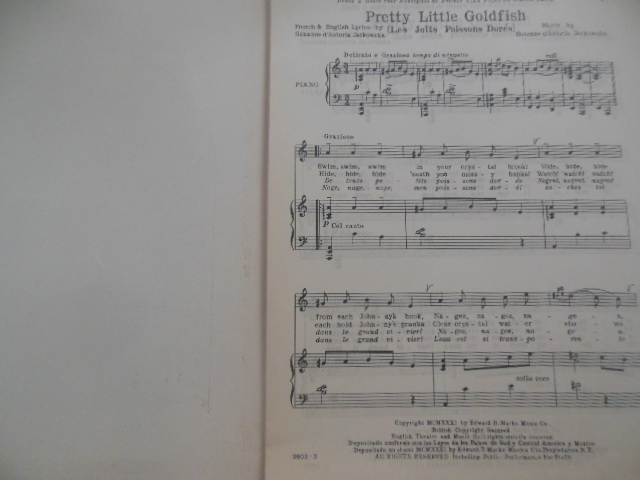 Pretty Little Goldfish Lily Pons Sheet Music (1931)